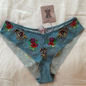 Savage X Fenty Dolled Up Lace Cheeky blue floral panty